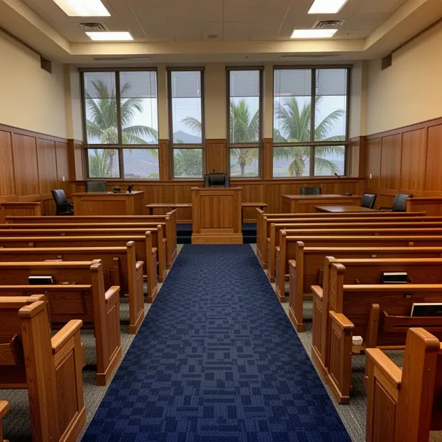 Finished carpet tile in Maui public courtroom