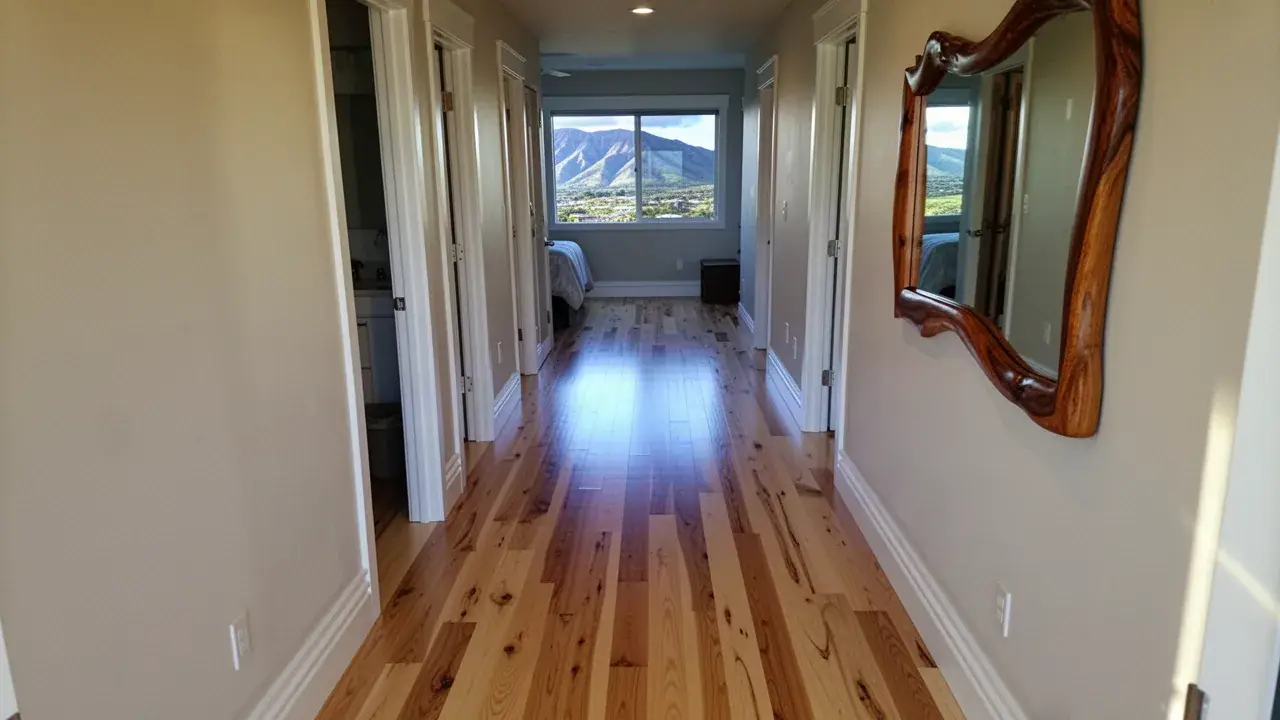 Finished solid oak hardwood floor in Wailuku hallway
