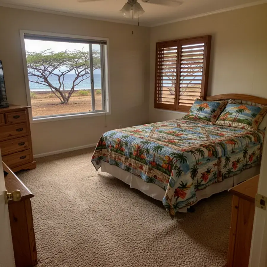 Soft new carpet in a Molokai bedroom New plush carpet in Kaunakakai home bedroom
