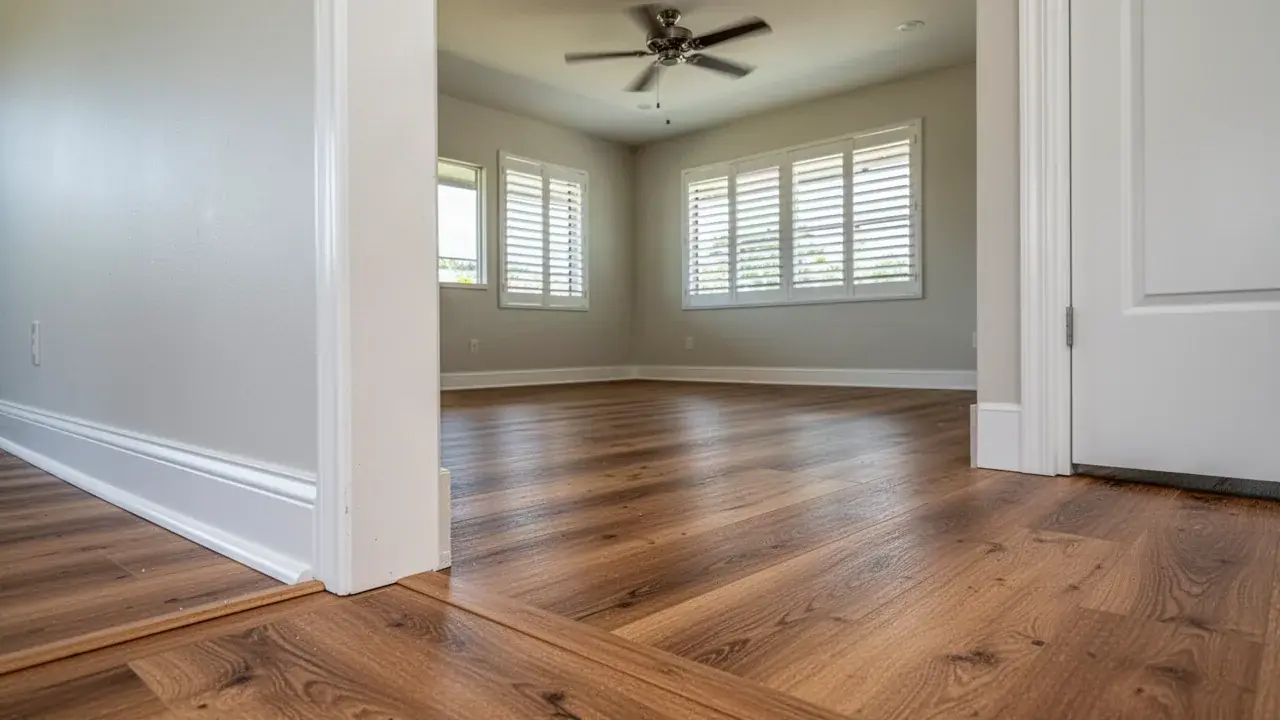 New white baseboards on oak vinyl plank in Wailuku
