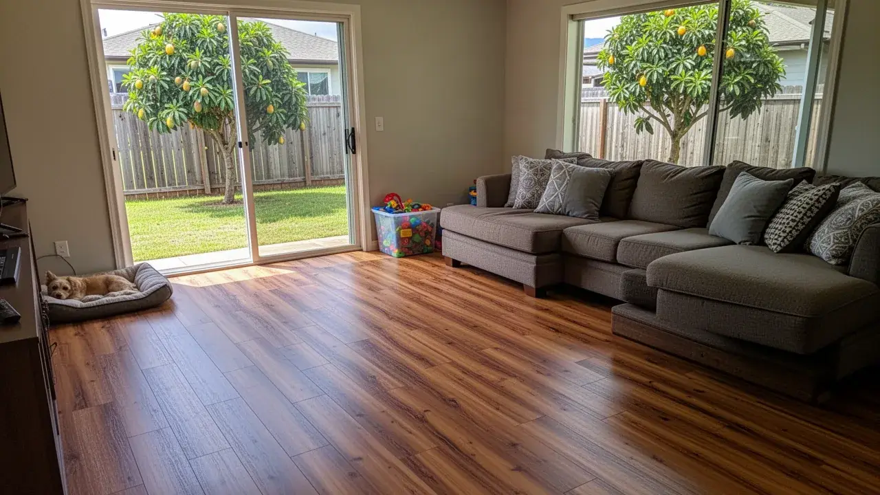 Oak look laminate floor in Maui Lani family room
