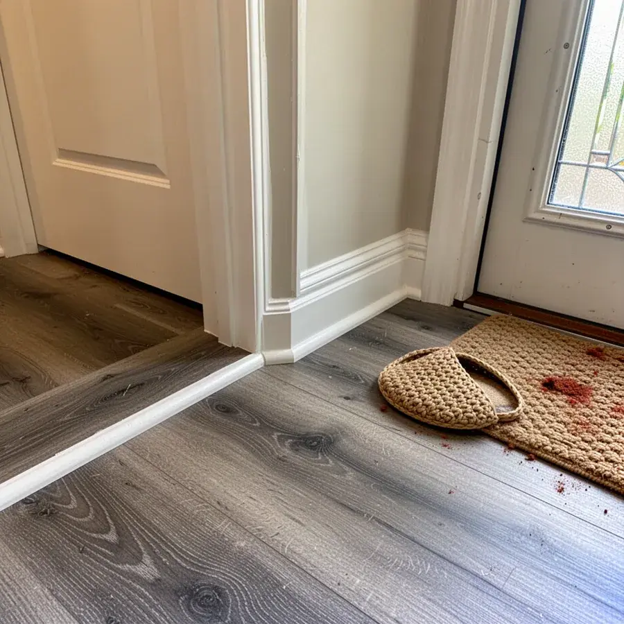 Painted quarter round along new laminate in Kahului home