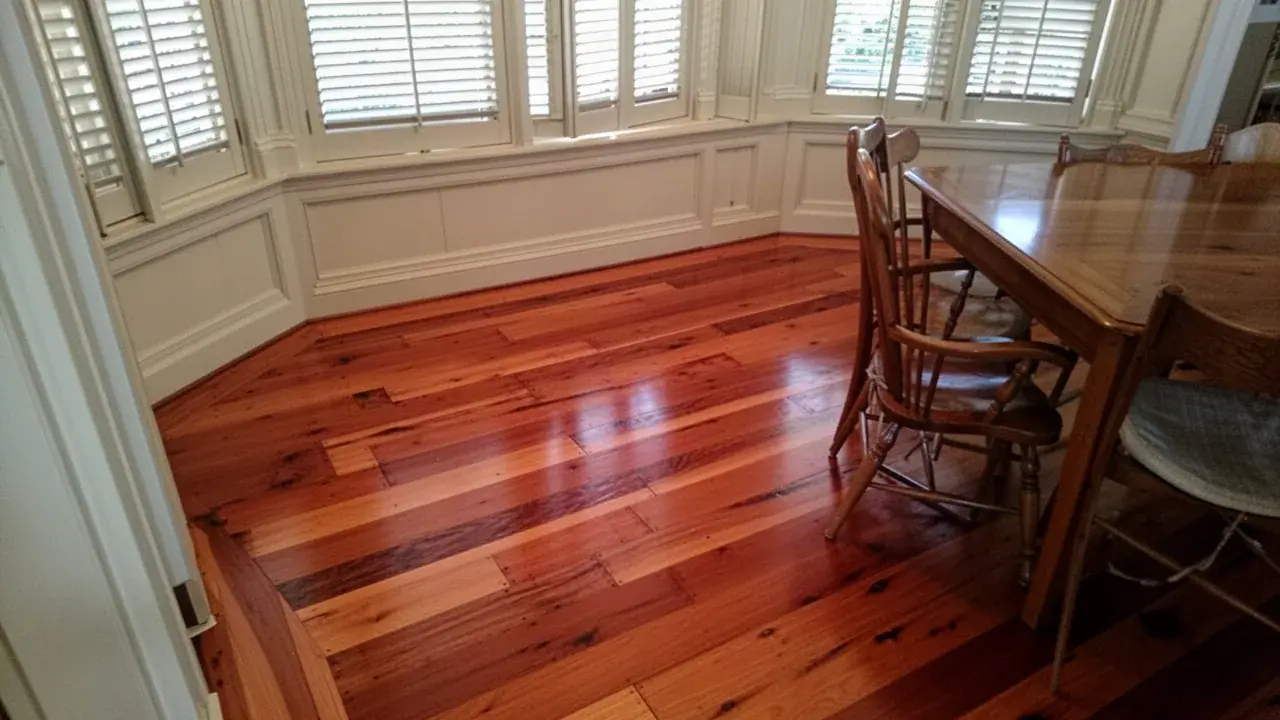 Repaired red oak floor in Wailuku plantation home