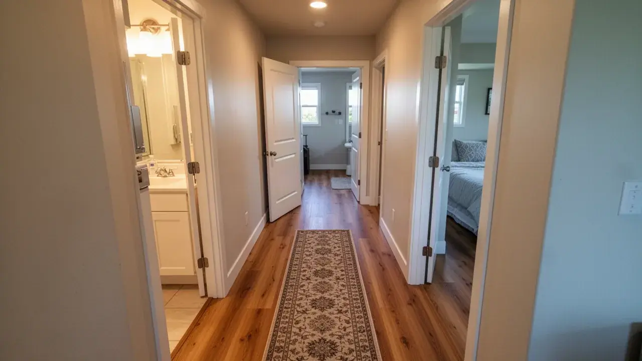 Seamlessly repaired vinyl plank hallway in Waiehu home